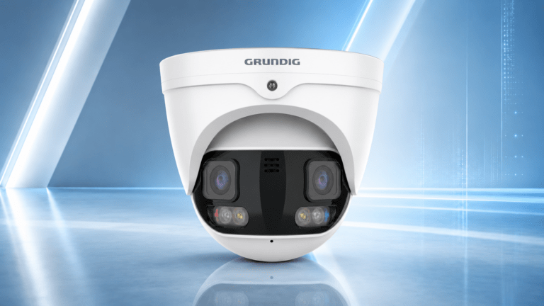 Grundig GU-CI-AP8616Q: 8 MP 180° Panorama IP-Kamera mit KI-Analyse und Active Deterrence